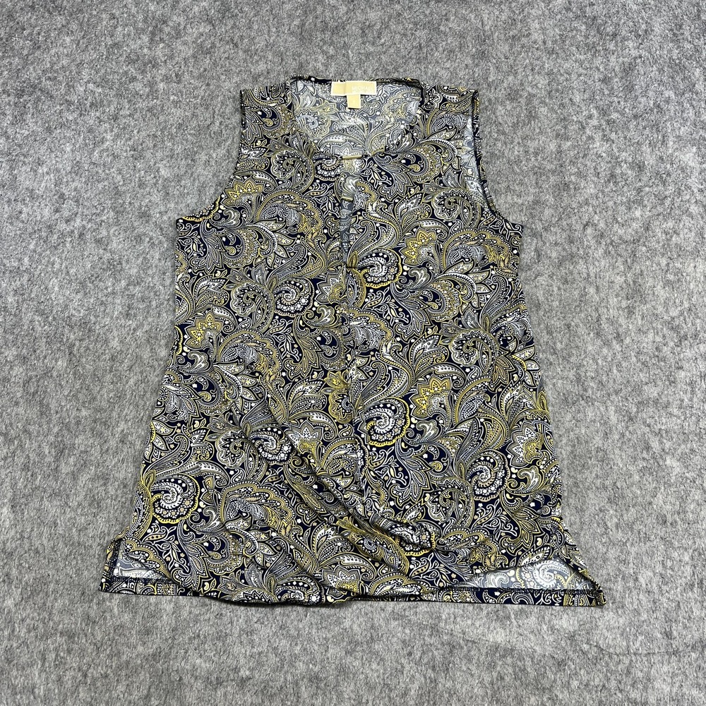 MICHAEL Michael Kors Shirt Womens S Blue‎ Paisley Sleeveless V Neck Blouse Top